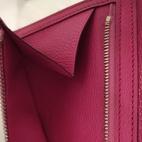 Astounding EUC Hermes LIZARD Bearn Long Wallet Full Inclusion + Bag! Magenta - Picture 11 of 15